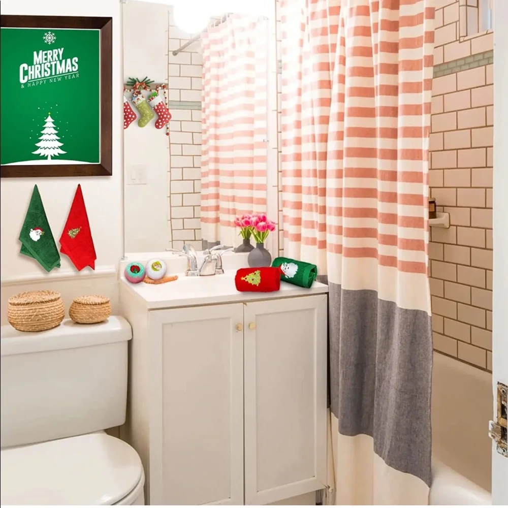 (2 pack) Christmas Hand Towels 12 x 18 inch & Bath Bombs Gift Set -100% Cotton - Picture 6 of 11